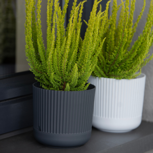 Doniczka plastikowa z podstawką 14cm Nostalgia antracyt